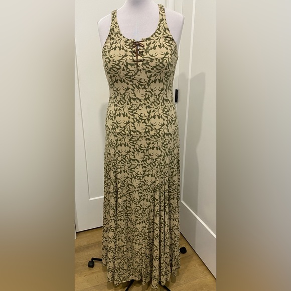 Lauren Ralph Lauren Lace Up Cotton Maxi Dress |Size Medium - Picture 4 of 10